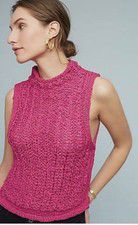 Anthropologie MOTH Sleeveless Sweater TAPE YARN Loose Crochet Chunky Knit Vest L