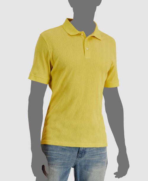 $50 Alfani Men's Yellow Short Sleeves Stretch Stripe Jacquard Polo Shirt M