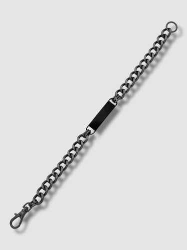 DKNY Men's Black Silver Hematite-Tone Logo ID Flex Bracelet