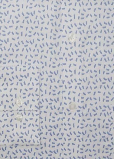 $60 Van Heusen Men White Blue Regular-Fit Stretch Dress Shirt Size 15-15.5 34/35