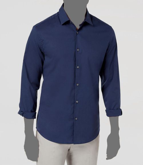 Alfani Men's Blue Long-Sleeve Stretch Button Casual Shirt Size Medium