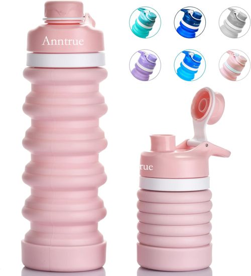 Collapsible Water Bottle BPA Free, Food-Grade Silicone Portable Leak Proof Trave