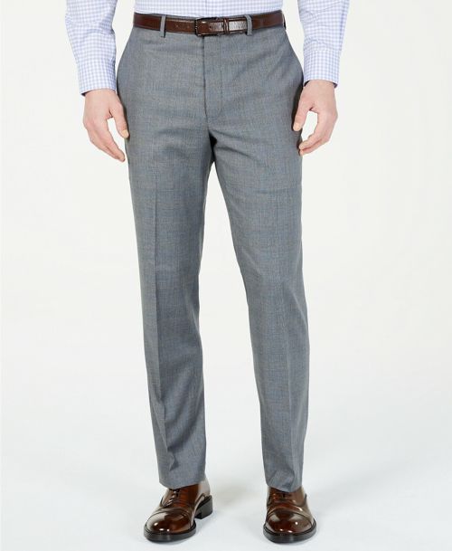 $280 Marc New York 31W 32L Men's Gray Modern Fit Glen Plaid Suit Trousers Pants