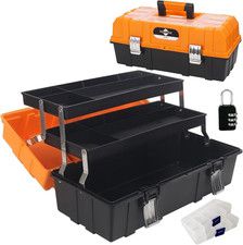 16.5-Inch Tool Box Organizer 3-Layer Multiplication Plastic Storage Toolbox with