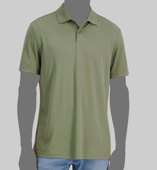 $55 Alfani Men's Green Supima Blend Cotton Short-Sleeve Polo Shirt Size M