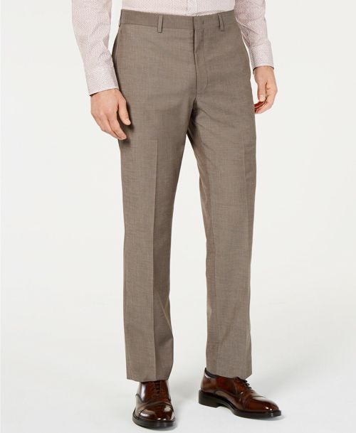 $286 Marc New York 35W 30L Men's Brown Modern Fit Suit Solid Flat Trousers Pants