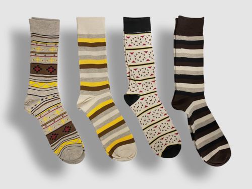 Club Room Men's Brown Beige 4 Pair Holiday Crew Dress Socks Size 8-13