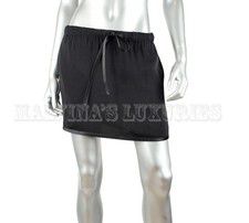 GUCCI SHORT SKIRT DRAWSTRING WAIST BLACK SILK $895 sz IT 44 US 8