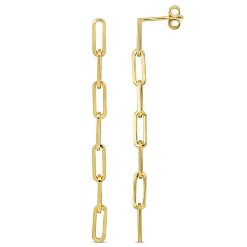 AMOUR Paperclip Link Drop Earrings In 14K Yellow Gold