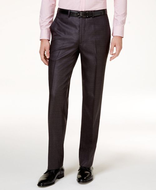 $201 Kenneth Cole Men Gray Slim Fit Flat Front Dress Suit Pants 37 W 26 L