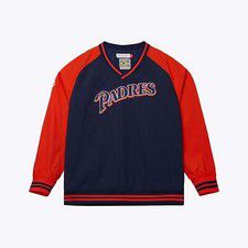 MENS MITCHELL & NESS MLB NYLON PULLOVER JACKET VINTAGE LOGO PADRES