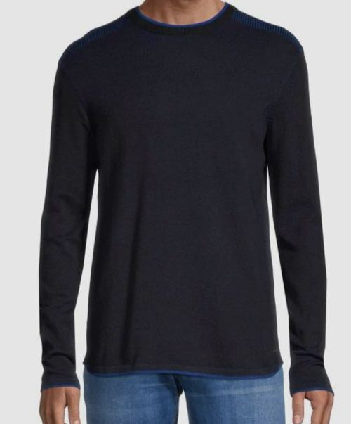 $69 Buffalo David Bitton Men's Black & Blue Elbow-Patch Pullover Sweater Size L