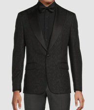 Karl Lagerfeld Men's Black Print Modern Sport Coat Blazer Dinner Jacket Size 40S