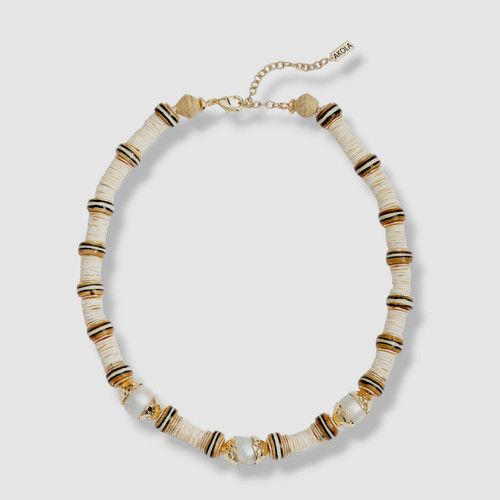 $225 Akola Women's 10k Gold Plated Vivienne Shell Pearl Statement Necklace