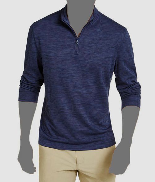 $55 Club Room Mens Blue Mock Collar Quarter-Zip Tech Sweatshirt Sweater Size XXL