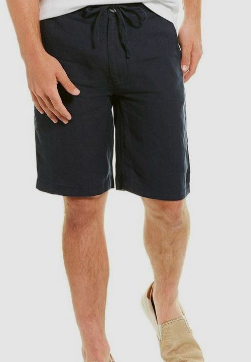 $65 Heritage Men's Blue 32W Khaki Chino Linen Drawstring Classic Fit Shorts