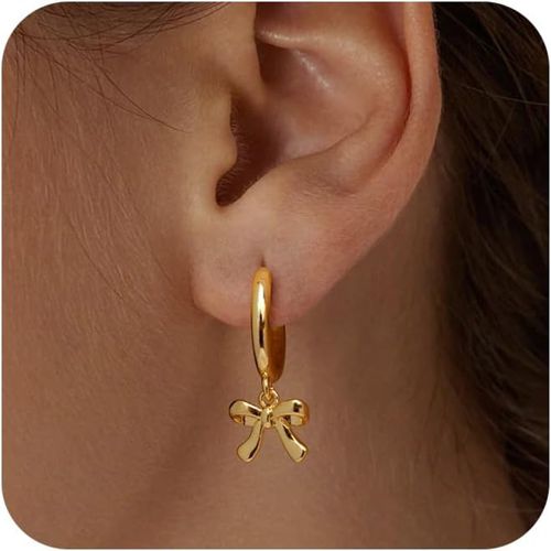 Gold Earrings for Women Trendy Bow Earrings 14K Gold Plated/Silver Hoops Simple 