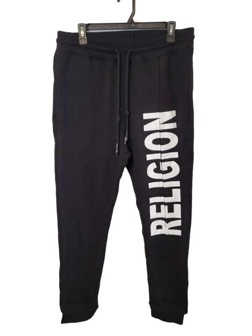 Religion Black Drawstring Logo Print French Terry Men's Sweatpants Size XL NWT