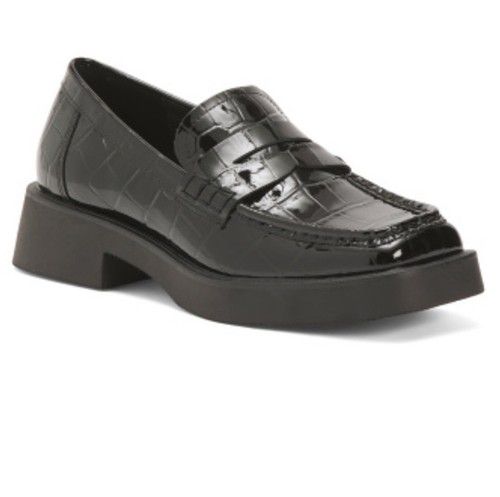 Women G.H. Bass Bowery Square Toe Patent Leather Penny Loafers Black