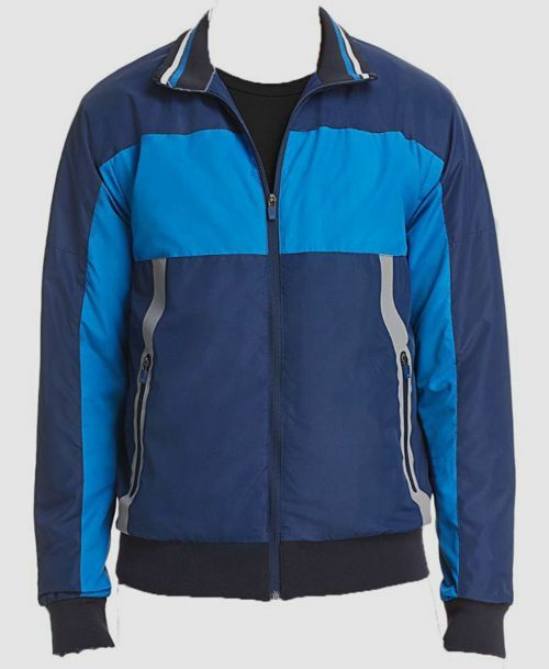 $249 Superdry Men Blue Colorblock Full Zip Mock Collar Padded Top Track Jacket S