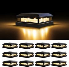 Solar Post Cap Lights Outdoor 12 Packs for 4X4 4.5X4.5 5X5 Vinyl/Wooden Posts, W