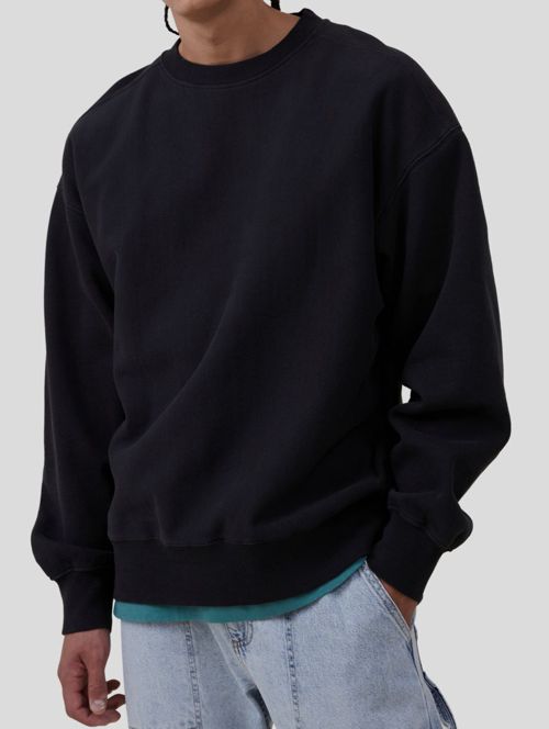 Cotton On Mens Black Oversized Fleece Pullover Sweater Size XXL