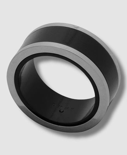 DKNY Men's Black Silver Two Tone Inlay Band Ring Size 10