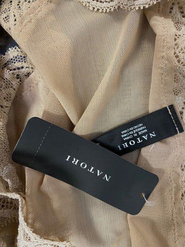 $33 Natori Women's Beige Feathers Lace Sheer Hipster Briefs Underwear Panties M