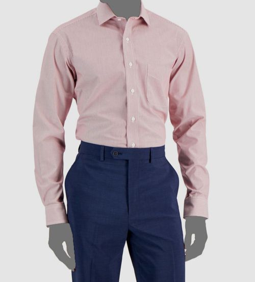 Club Room Men's Red Regular Fit Cotton Stripe Dress Shirt Size 18 34/35