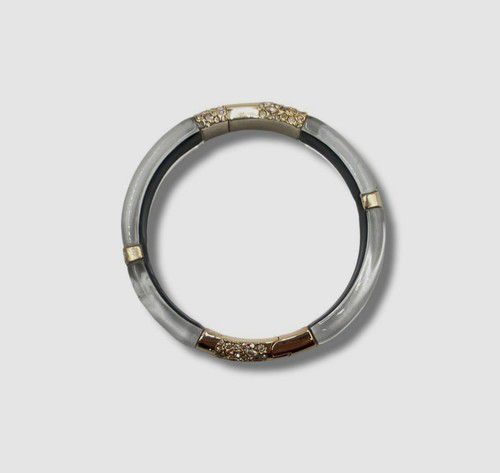 $345 Alexis Bittar Women's Black Smokey Lucite Crystal Magnetic Bangle Bracelet