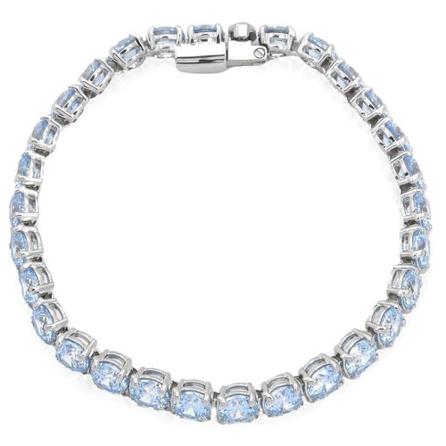 Swarovski Blue Rhodium Plated Round Cut Matrix Tennis Bracelet, Size Small