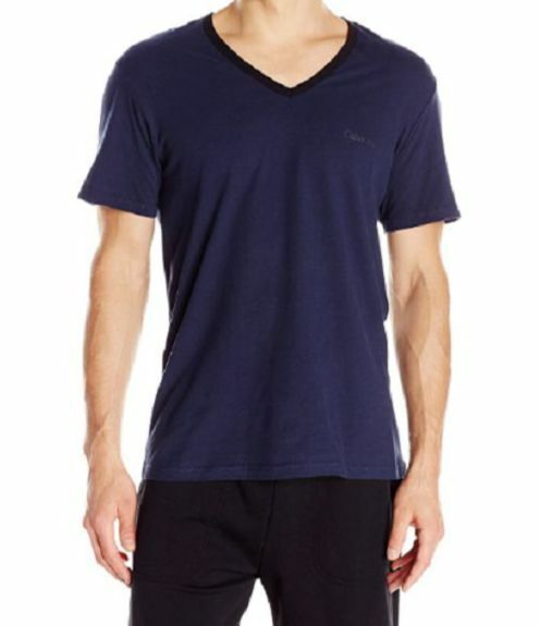 $65 Calvin Klein Men's S/S V- Neck Shirt Blue Cotton Nm1125 Undershirt Size S