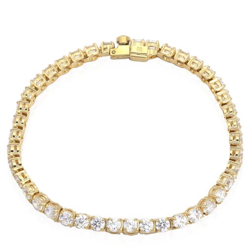 Swarovski Gold-Tone Plated Round Cut Matrix Tennis Bracelet, Size Medium