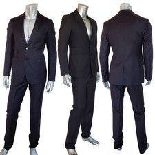 GUCCI SUIT MENS JACKET PANTS BLACK STRIPE WOOL SIGNORIA sz 48 / M MEDIUM