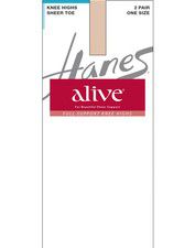 Hanes Alive Full Support Sheer Knee Highs 2-Pack All Day Comfort Cool Sheer Toe