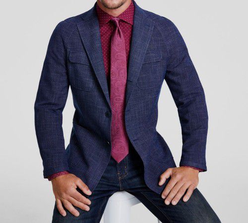 Tallia Men's Blue Slim-Fit Raglan Stretch Sport Coat Suit Jacket Size 42R