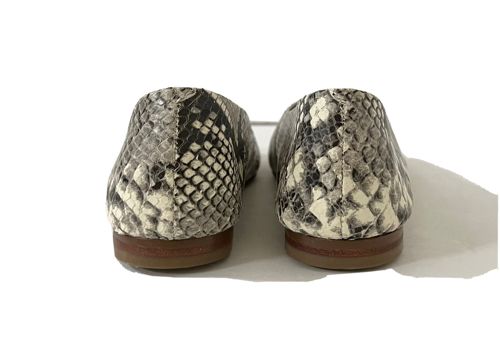 Women CK Calvin Klein Anete Leather Flat Snake Skin Shoes Gray Multi