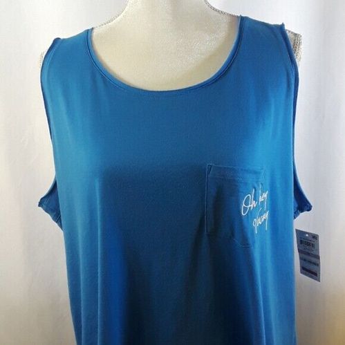 Jenni Plus Size Peekaboo-Back Sleepshirt,Blue Size 2X