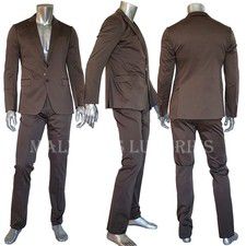 ARMANI COLLEZIONI SUIT MENS OLIVE COTTON JACKET PANTS MODERN FIT sz 50