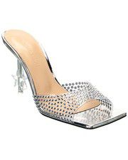 Mach & Mach Crystal-Embellished Star Vinyl & Leather Mule Women's Silver 35