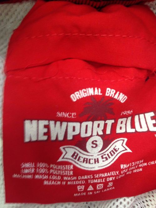 $149 Newport Blue Men Blue Striped Fitted Board Beach Swim Trunks Shorts Size S