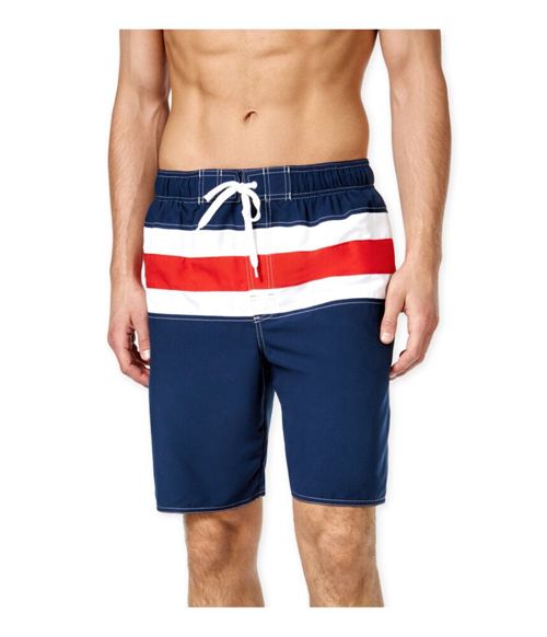 $149 Newport Blue Men Blue Striped Fitted Board Beach Swim Trunks Shorts Size S