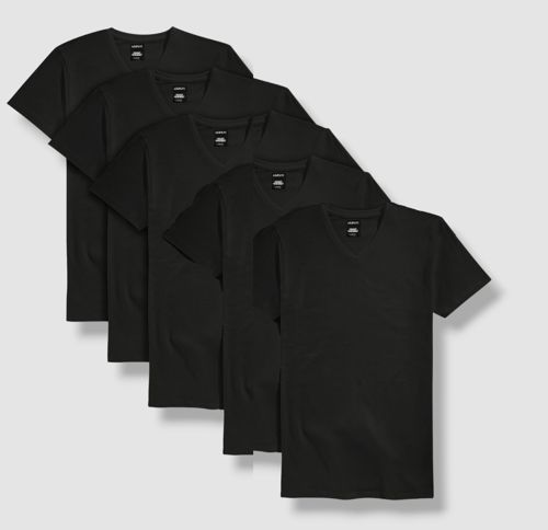 Alfani Men's Black Undershirt 5-Pack Classic V-Neck Cotton T-Shirts Size S