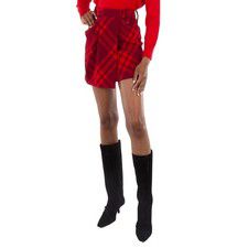 Burberry Check Pleated Wool Mini Skirt