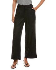 Nydj Linen-Blend Black Petite Mona Wide Leg Trouser Jean Women's