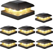 4X4 Solar Fence - Post Cap Lights 8Pack Outdoor Waterproof, Black Deck Post Cap