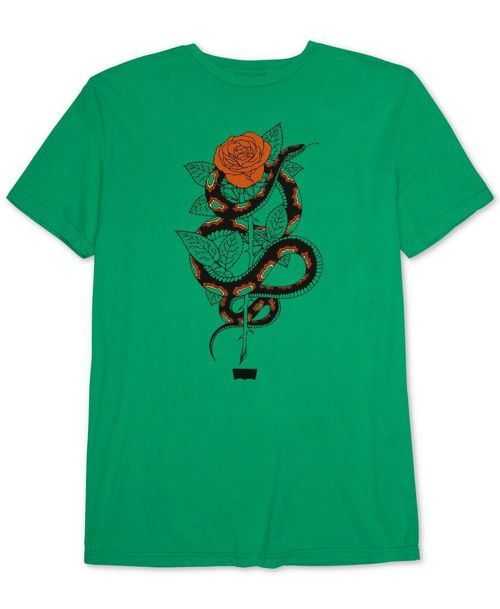 $115 Levi's Mens Green Logo Graphic Short-Sleeve Floral Tee Crew-Neck T Shirt XL