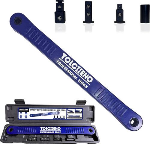 Pro Zero Offset Extension Wrench Set with 1/4", 3/8", 1/2" Adapters