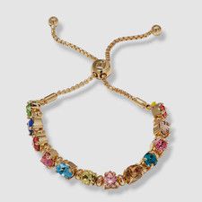 $155 Dannijo Women's Gold Bass Multicolored Rhinestones Bracelet
