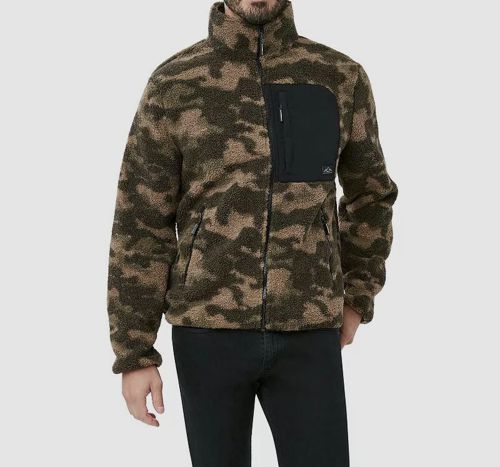 HFX Men's Green Camo Sherpa Fleece Jacket Coat Size Small